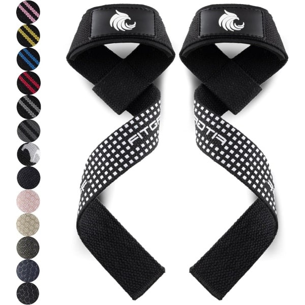 Gewatteerde Lifting Straps - Polsbanden Fitness voor Gewichtheffen Deadlift Krachttraining - Heren en Dames - Zwart-Wit Siliconen - Standaard (pols boven 16 cm) fitness straps