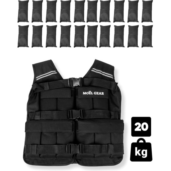 Gewichtsvest 20 KG - Reflecterend Weight Vest - Verstelbaar in Gewicht en Maat - Weighted Vest - Hardlopen - Crossfit - Fitness - Calisthenics