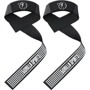 Gorilla Sports Lifting Straps - Set van 2 - Antislip Siliconen Grip - Zacht Gevoerd - Voor Krachttraining, Deadlifts & Pull-ups - Zwart