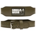 Gorilla Wear 4 Inch Leren Sportriem - Halterriem - Mannen - Krachttraining - Legergroen - S/M