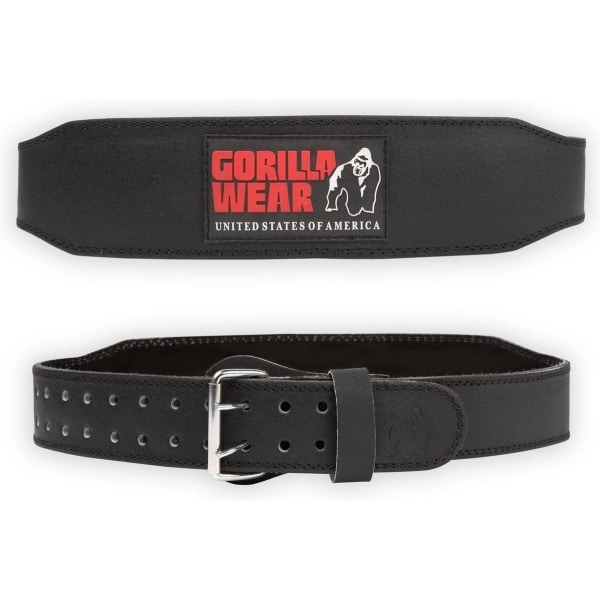Gorilla Wear 4 Inch Leren Sportriem - Halterriem - Mannen - Krachttraining - Zwart / Rood - S/M