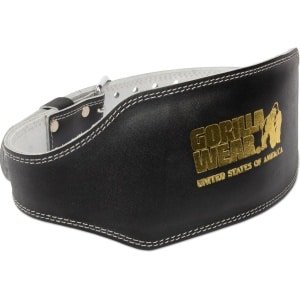 Gorilla Wear 6 Inch Leren Sportriem - Halterriem - Mannen - Krachttraining - Zwart/Goud - S/M