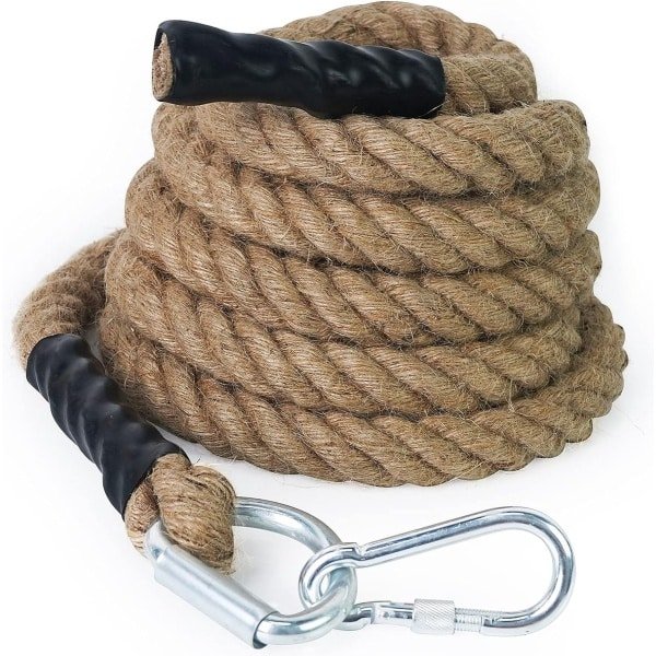 Gym klimtouw met karabijnhaak 30/40/50 mm | krachttraining sporttouw, vechttouw, spiertraining 3/4/4,5/5,5/6/7,7/9,2 m