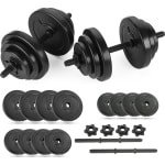Gymtek® Halterset 20kg - Dumbells Set - Verstelbare Dumbells - 2x Halterstang - 4x 2,5kg, 4x 1,25kg, 4x 1kg - Halterset voor Krachttraining, Workout, Home Gym, Fitness