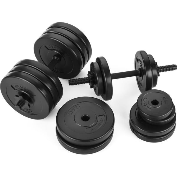 Gymtek® Halterset 30kg - 2x Haltergrepen - 8x 2,5kg, 4x 1,25kg, 4x 1kg - Halterset voor Krachttraining, Workout - Halters voor Thuisgymnastiek