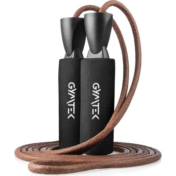 Gymtek® Springtouw - 275cm Leren Koord, Spons Handgrepen - Speedtouw voor Volwassenen - Fitness, Training, Sportschool, Crossfit, Cardio