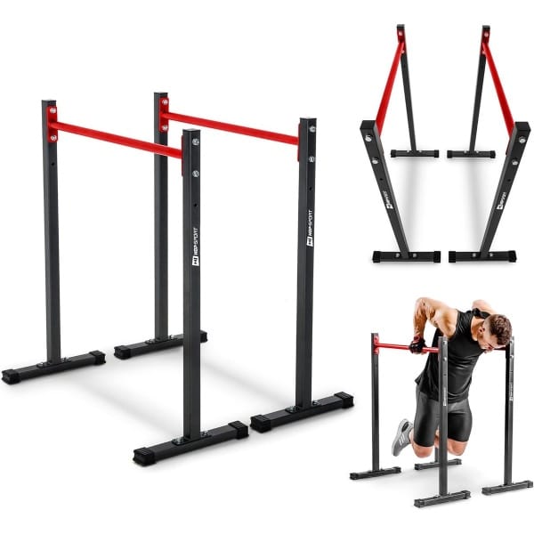 HS Hop-Sport Dip Station HS-1001K - Multifunctioneel Dip Stand en Dipper Station voor Krachttraining - Stevig Optrekbaar Rek voor Biceps Rugspieren Borstspieren en Triceps - Ideaal voor Thuisfitness