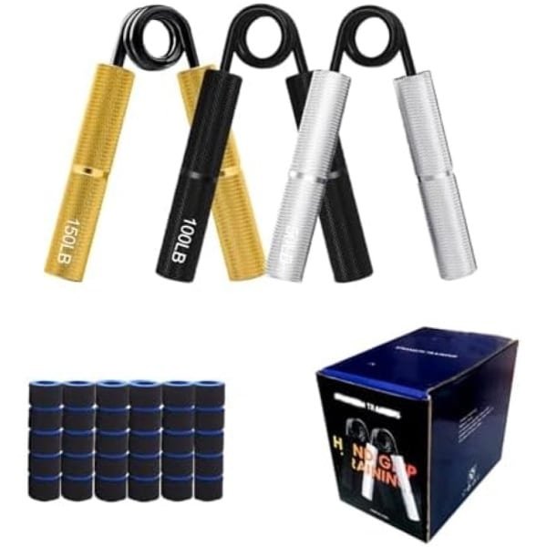 Handgrijper Set voor Gripkracht Training, 50/100/150 lbs (≈23/46/68kg) met Spons Cover, Polsversterker voor Spieropbouw en Krachttraining