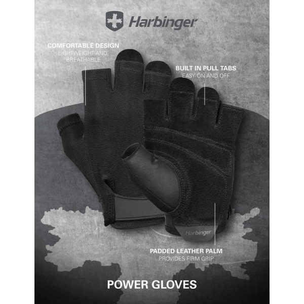Harbinger Power Gloves - Fitness Handschoenen Heren & Dames - Deadlifting - Leer - S - Unisex - Zwart - Gym & Crossfit Training - Krachttraining