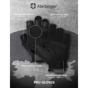 Harbinger Training Grip - Fitness Wrist Wraps Heren & Dames - Deadlifting - XL - Unisex - Zwart - Gym & Crossfit Training - Krachttraining