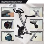 Hometrainer - F-Bike, fietstrainer, thuistrainer, opvouwbare fitnessfiets, geïntegreerde Opleiding Computer, handpolssensoren, opvouwbaar, 8 weerstandsniveaus, ideaal voor jong en oud