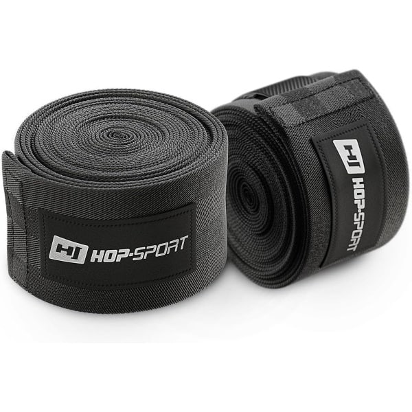Hop-Sport Boksbandages 4 m Katoen - Zwart Handwraps met Klittenbandsluiting voor Bescherming van Handen en Polsen - Geschikt voor Boksen, Kickboksen, MMA, Muay Thai en Krachttraining