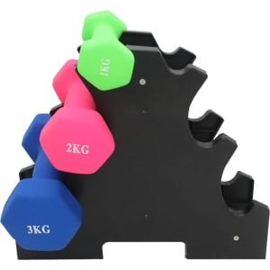 Houder standaard, kleine houder rek, draagbaar verticaal kunststof standaard, 3-laags, beugel, uitneembare houder standaard voor 6 gymnastiekhouders voor krachttraining, gymnastiek en fitness