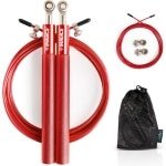 IMAGICS® Speed Rope Springtouw - Jumping Rope voor CrossFit of Fitness - Anti-slip Handvaten - Verstelbaar - Rood