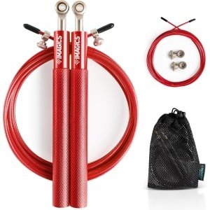 IMAGICS® Speed Rope Springtouw - Jumping Rope voor CrossFit of Fitness - Anti-slip Handvaten - Verstelbaar - Rood