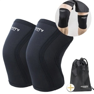 INFINITY ATHLETICS Knee Sleeves - Geschikt voor Fitness, Powerlifting & CrossFit - Compressie & Warmte - Zwart - Maat L