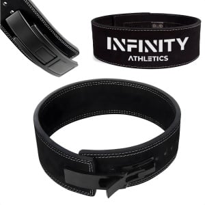 INFINITY ATHLETICS Lifting Belt - Lever Belt - Powerlift Riem - Krachttraining - Fitness - Rug Bescherming - Zwart - Maat L - 10MM