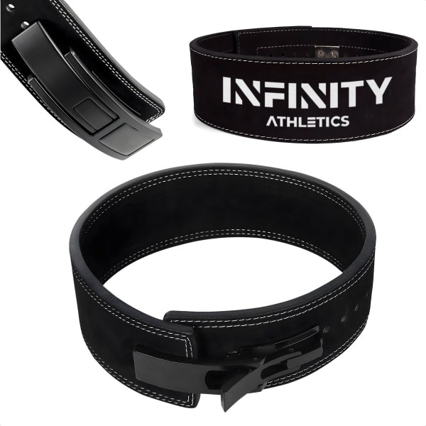 INFINITY ATHLETICS Lifting Belt - Lever Belt - Powerlift Riem - Krachttraining - Fitness - Rug Bescherming - Zwart - Maat L - 10MM