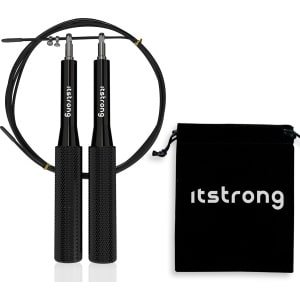 Itstrong Springtouw voor Volwassenen - Professioneel Sport Speedrope - Crossfit - Boksen - Fitness - Verstelbaar - Zwart