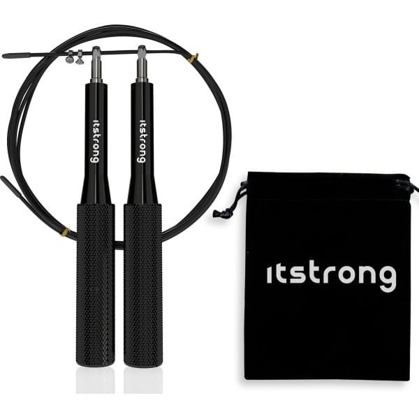 Itstrong Springtouw voor Volwassenen - Professioneel Sport Speedrope - Crossfit - Boksen - Fitness - Verstelbaar - Zwart