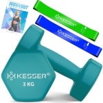 KESSER® Dumbells Set 2 Paren | Gewichten Set | verstelbare Dumbell Geschikt voor Krachttraining | Halterset met oefeningenboekje, 2x fitnessbanden, 2 x 3 kg - Benzine Blauw