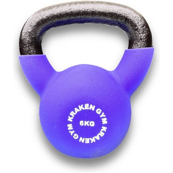KRAKEN Kettlebell 6 KG | Gewichten Perfect voor KB Swing en Krachttraining Thuis | Premium Kettlebells voor Sportschool en Home Gym Fitness | Perfecte Balans & Grip | Paars - Zwart