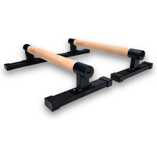 KRAKEN Parallettes 10 CM | Premium Houten Grip Push Up Bar (Opdruksteunen) Dip Bars | voor Krachttraining, Turnen, Gynmnastiek, Calisthenics | Hoge kwaliteit liggers en metaal | High Grip | Blessure preventie | Opdrukset met hoogte 10 CM