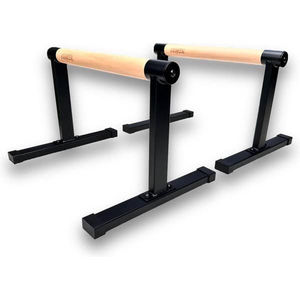 KRAKEN Parallettes 30 CM | Premium Houten Grip Push Up Bar (Opdruksteunen) Dip Bars | voor Krachttraining, Turnen, Gynmnastiek, Calisthenics | Hoge kwaliteit liggers en metaal | High Grip | Blessure preventie | Opdrukset met hoogte 30 CM