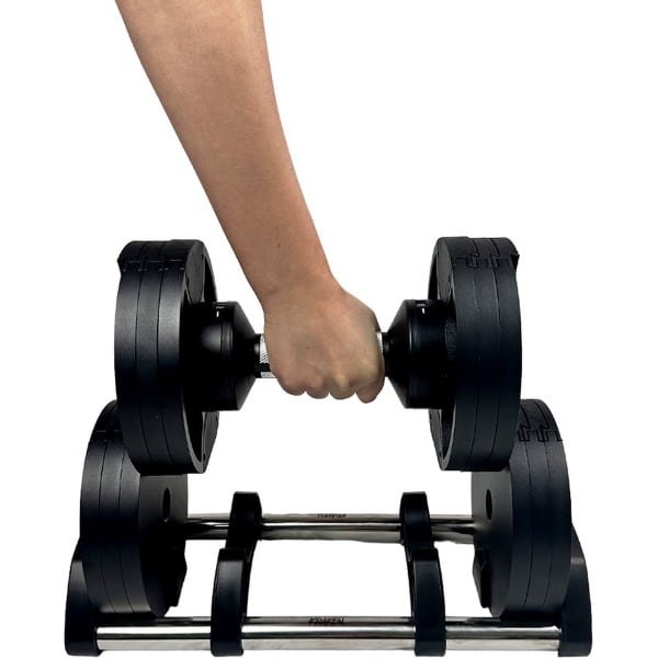 KRAKEN Verstelbare Dumbbell 20 KG | COMPACT Halterset Verstelbaar in Gewicht | Adjustable Fitness Dumbbell | Krachttraining Trainingshalter 20KG | COMPACTE versie dumbbell | UNIEK wordt smaller bij selectie | BETER Chest & Shoulders trainen