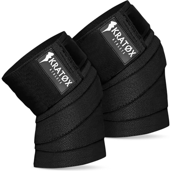 KRAT⌀X 2 Stuks Knee wraps - Knie Wraps - Powerlifting - Kniebraces - Kniebandage - Knie bescherming krachttraining - Zwart