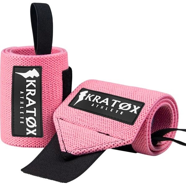KRAT⌀X 2 Stuks Wrist Wraps - Polsbrace - Polsbandage - Krachtraining - Polsbescherming - Fitness & Crossfit - Roze