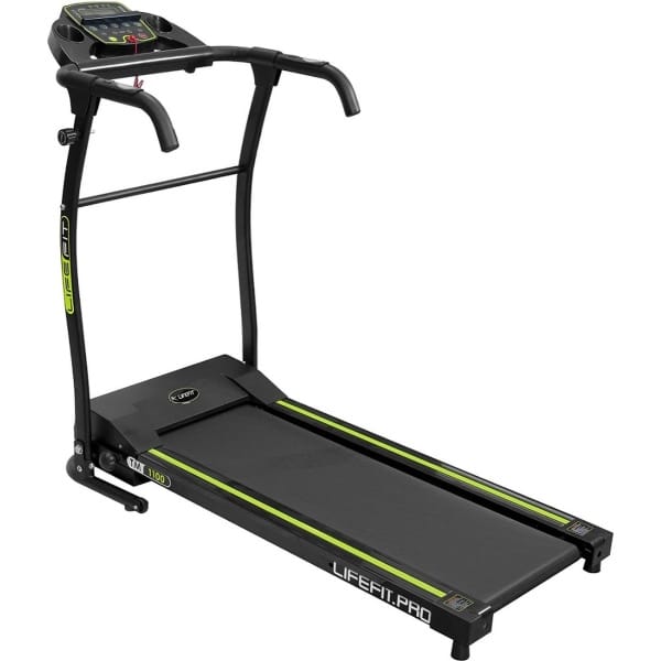 LifeFit TM1100 Elektrische Loopband - 1,2 PK Motor, Snelheden tot 10 km/u, 100x34 cm Loopvlak, LCD-Display, 12 Programma's, Opvouwbaar met Bekerhouders en Tabletstandaard