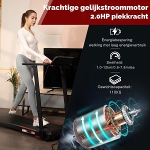 LifeStages - Loopband Inklapbaar - Elektrische Loopband - Opvouwbare Loopband Voor Thuis Tot 12 Km/U Met LED-Scherm - APP- En 360° Tablethouder - Compact Loopkussen Voor Thuis En Op Kantoor