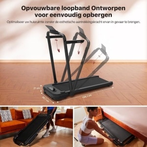 LifeStages - Loopband Inklapbaar - Home Loopband 3-In-1 - Opvouwbare Loopband - 2.5HP Voor Thuis - Draagbare Loopband Voor Onder Het Bureau - Met Afstandsbediening - LED-Display Voor Thuis En Kantoor - 120kg 12km/H