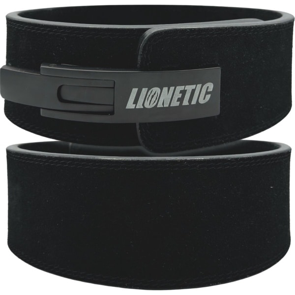 Lionetic Lifting Belt - Premium Lever Belt - Powerliftig Riem - Clip Sluiting - Powerlifting/Bodybuilding - Krachttraining Accessoires - Black on Black - XS