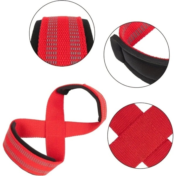 Livano Wrist Wraps - Lifting Straps - Crossfit Grips - Polsband - Krachttraining - Fitness - Deadlift - 8 Vormig - Rood