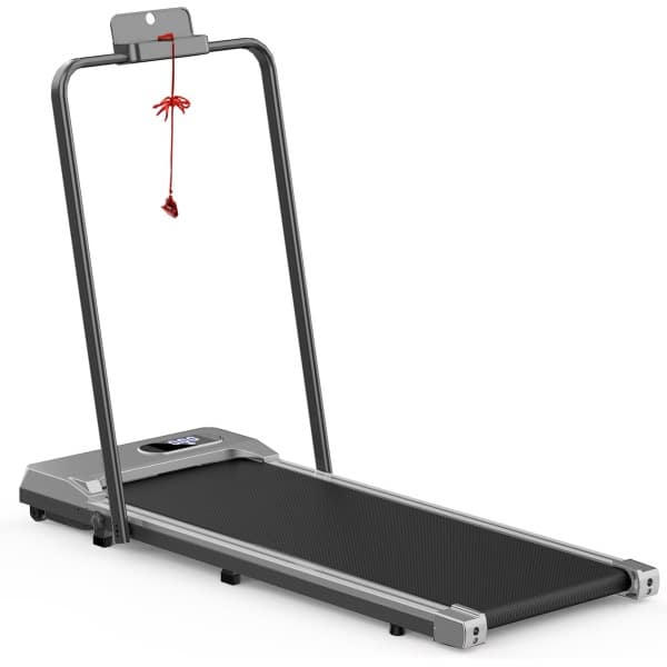 Loopband - Inklapbaar loopband Elektrisch met armleuningen, 1-8 km/u - met afstandsbediening en LCD-display - Walkingpad - Treadmill - Zilver