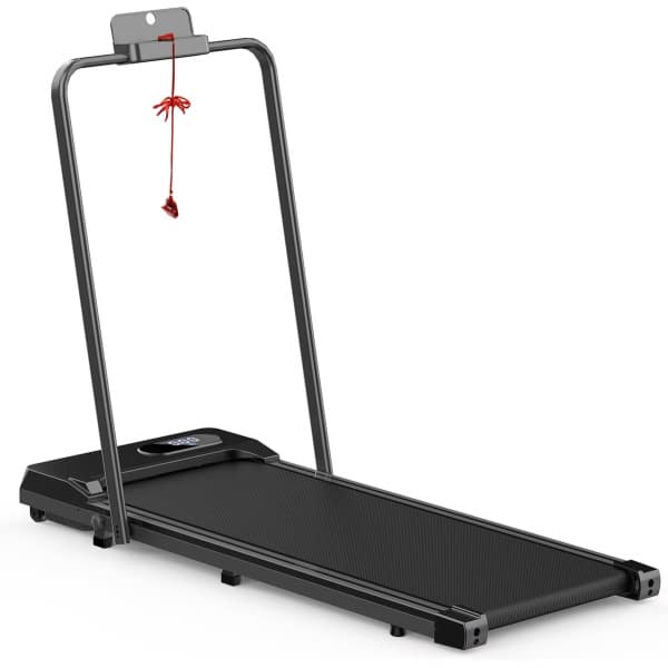 Loopband - Inklapbaar loopband Elektrisch met armleuningen, 1-8 km/u - met afstandsbediening en LCD-display - Walkingpad - Treadmill - Zwart