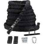 M sports - 9 Meter Battle Rope inclusief Nylon Sleeve & Bevestigingsmateriaal - Training Touw - Fitness & Crossfit - Thuis trainen