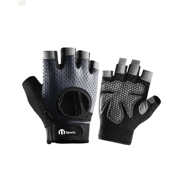 M sports - Fitnesshandschoenen - Sport & Fitness Handschoenen - Krachttraining - Crossfit Gloves - Grijs & Zwart - Maat XL