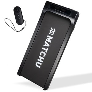 MATCHU - Walking Pad - Wandelband - Mini loopband voor thuis of kantoor - 1 t/m 8 KM/U - Zwart - Stevige houten behuizing - Met afstandsbediening