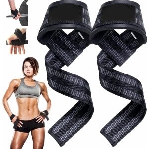 MJ Sports Premium Lifting Straps - Weight Grips - Hooks - Deadlift - Krachttraining - Fitness - Set van 2 - One Size - Zwart