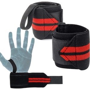 MJ Sports Premium Wrist Wraps - Polsbanden - Polsbrace - Krachttraining - Powerlifting - Fitness - Set van 2 - One Size - Rood
