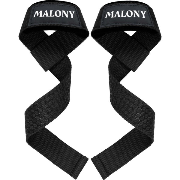 Malony Lifting Straps - Lifting Grips/Hooks - Lift Straps - Fitness, Crossfit & Krachttraining - Anti Slip - 2 Stuks - Zwart