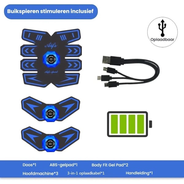 Massage Apparaat-plaadbare ABS Spierstimulator - Ultimate Buikspier Trainer voor Mannen en Vrouwen, Draagbaar EMS Fitnessapparaat voor Buikspieren, Krachttraining en Spieropbouw