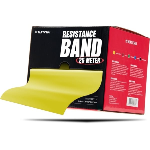 Matchu Sports Oefenband - Weerstandsband - Krachttraining - Resistance band - Geel - 25m