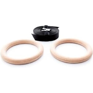 Muscle Power Houten Crossfit Ringen Set - Inclusief Straps