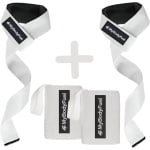 MyBodyFuel - Lifting Straps + Wrist Wraps Bundel - Fitness, Crossfit & Krachttraining - Wit