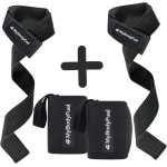 MyBodyFuel - Lifting Straps + Wrist Wraps Bundel - Fitness, Crossfit & Krachttraining - Zwart