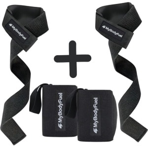 MyBodyFuel - Lifting Straps + Wrist Wraps Bundel - Fitness, Crossfit & Krachttraining - Zwart